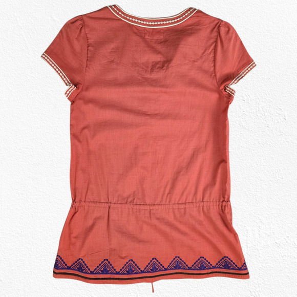 Kimchi & Blue Terracotta Embroidered Cotton Boho Peplum Style Tunic Top Size XS - Picture 8 of 8